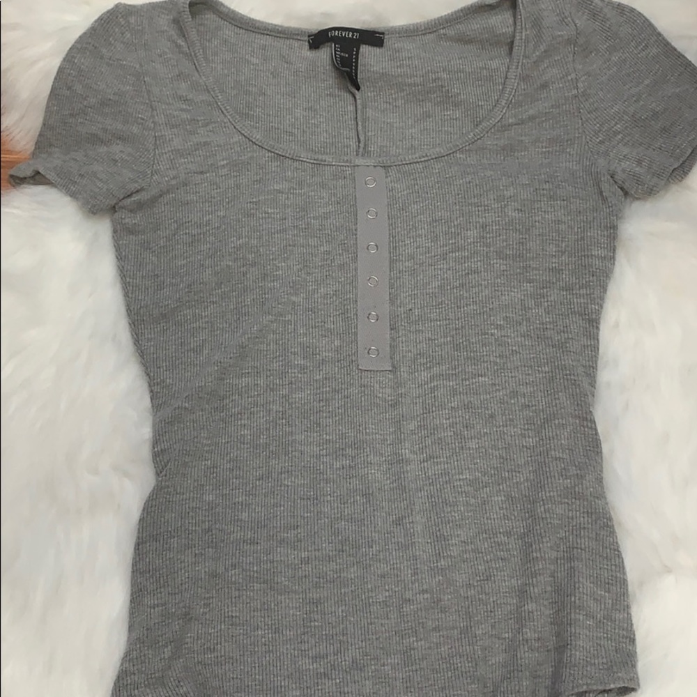Grey Ribbed Bodysuit